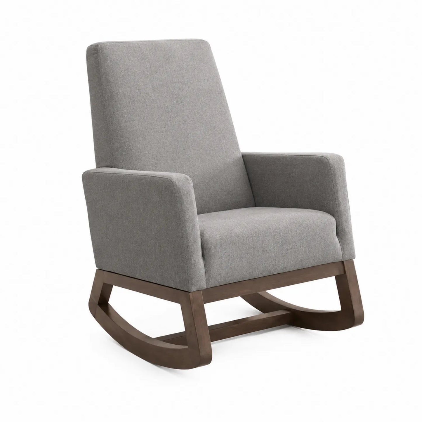 Fauteuil à bascule en polyester gris avec cadre en bois