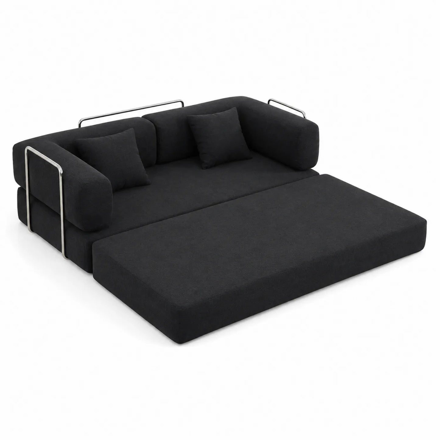 Canapé-lit modulable 2 places en tissu noir
