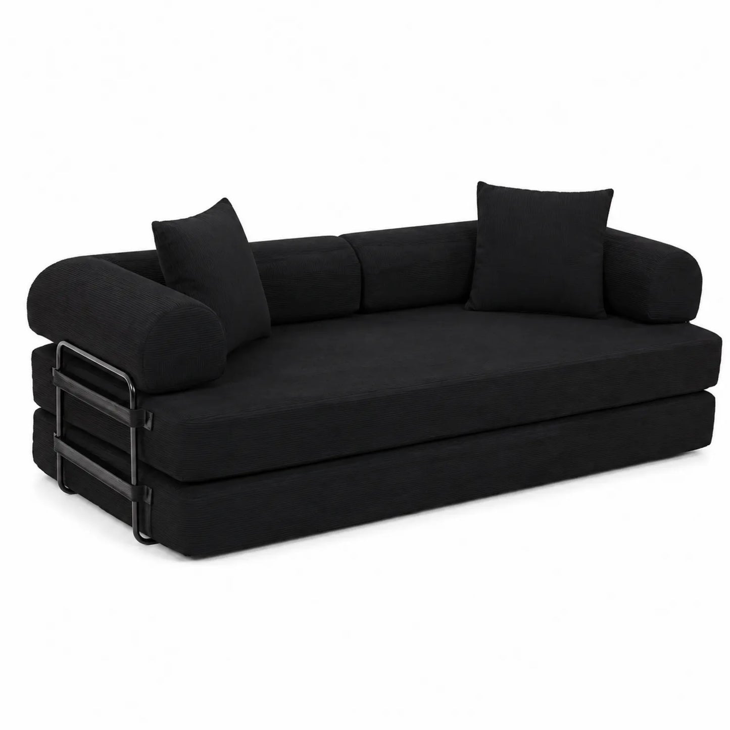 Divano letto in velluto a coste nero