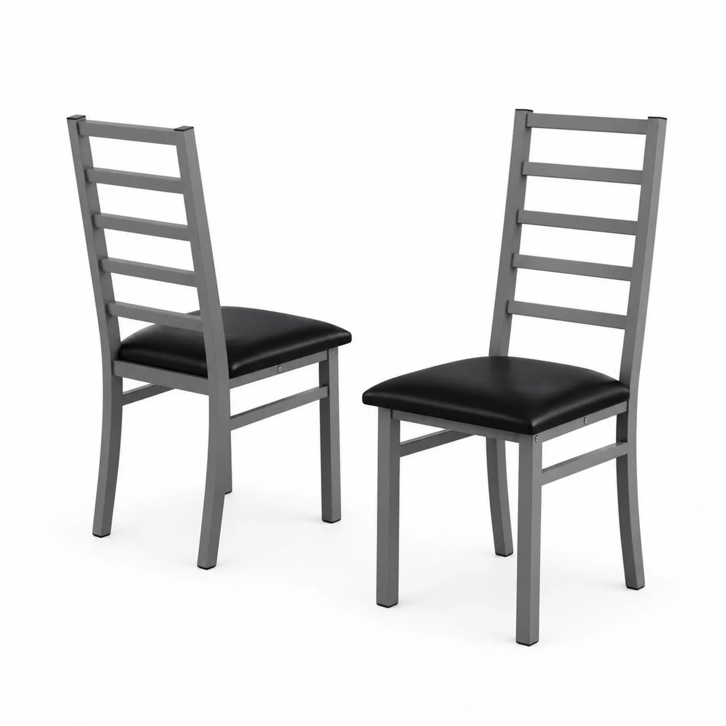 Set di 2 sedie in metallo e similpelle nera