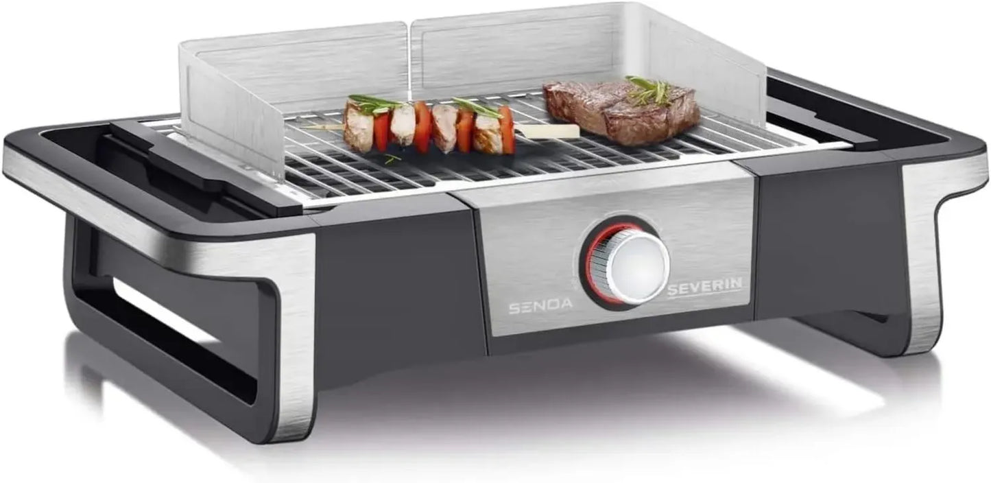 Gril Électrique SENOA BOOST 3000W pour Intérieur et Extérieur, Température Rapide jusqu'à 500°C, Acier Inoxydable/Noir