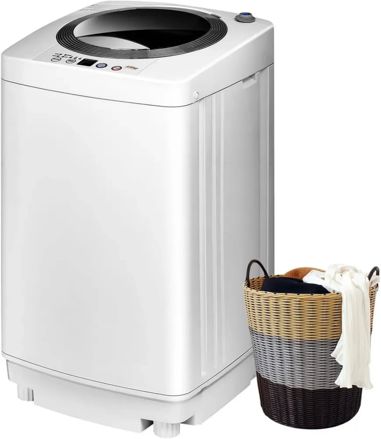 SOARS Lave-linge Compact Automatique 3,5 KG avec Essoreuse, 6 Programmes, Pompe de Vidange, Écran LCD, Chargement par le Haut, 43x43x75 CM, Blanc