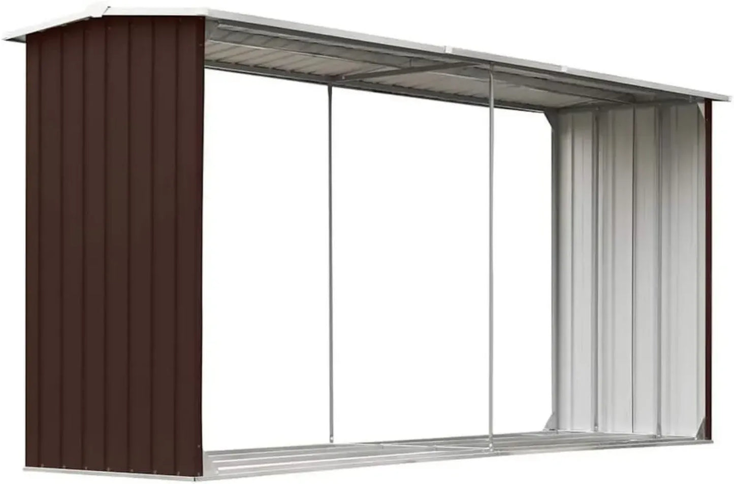 Abri de Rangement en Acier Galvanisé pour Bois 330x92x153 cm Marron