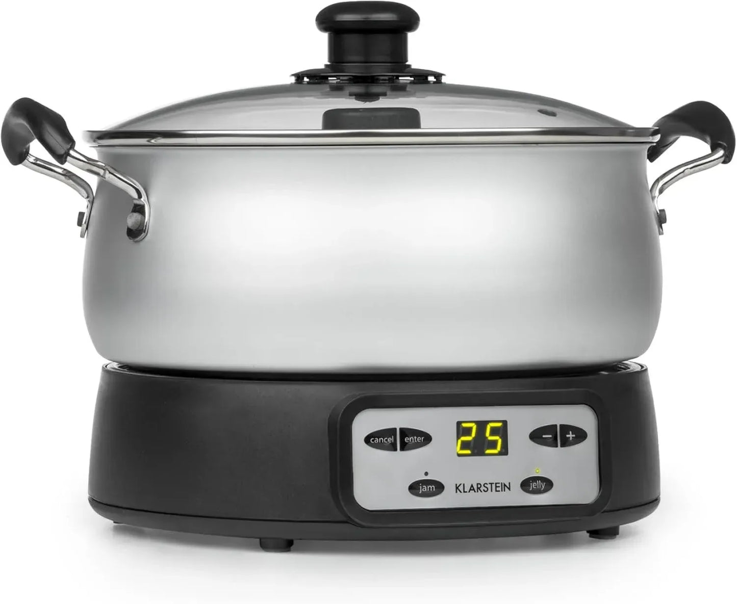 Klarstein Jam Session - Appareil à confitures 1000W, 3L, 2 programmes, Cuve lavable, Temps réglable - Argent