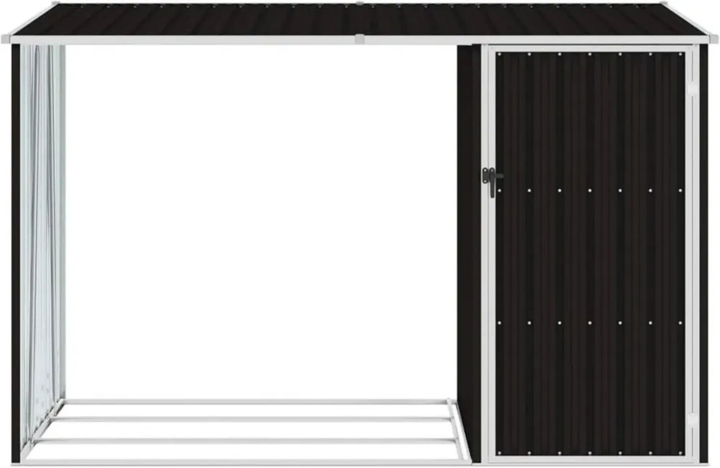 Abri de Jardin en Métal Marron avec Étagère à Bûches 245 x 98 x 148/159 cm