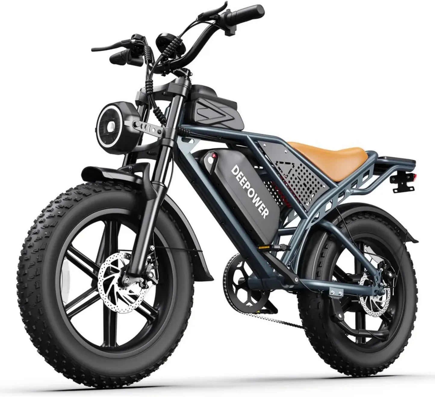 Vélo Électrique Adulte DEEPOWER QS7, 20'' Fat Tire, Batterie Amovible 48V Jusqu'à 250KM, 25KM/H, 7 Vitesses, Doubles Amortisseurs Hydrauliques