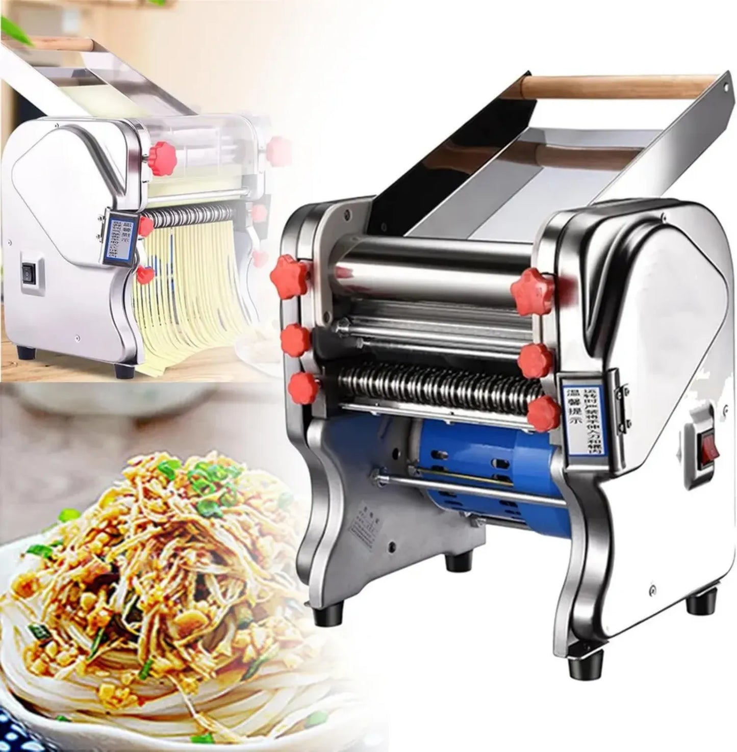 Machine à Pâtes Électrique en Acier Inoxydable 550W, Presse à Nouilles pour Boulettes, Pétrisseur Commercial, 34x31x36cm