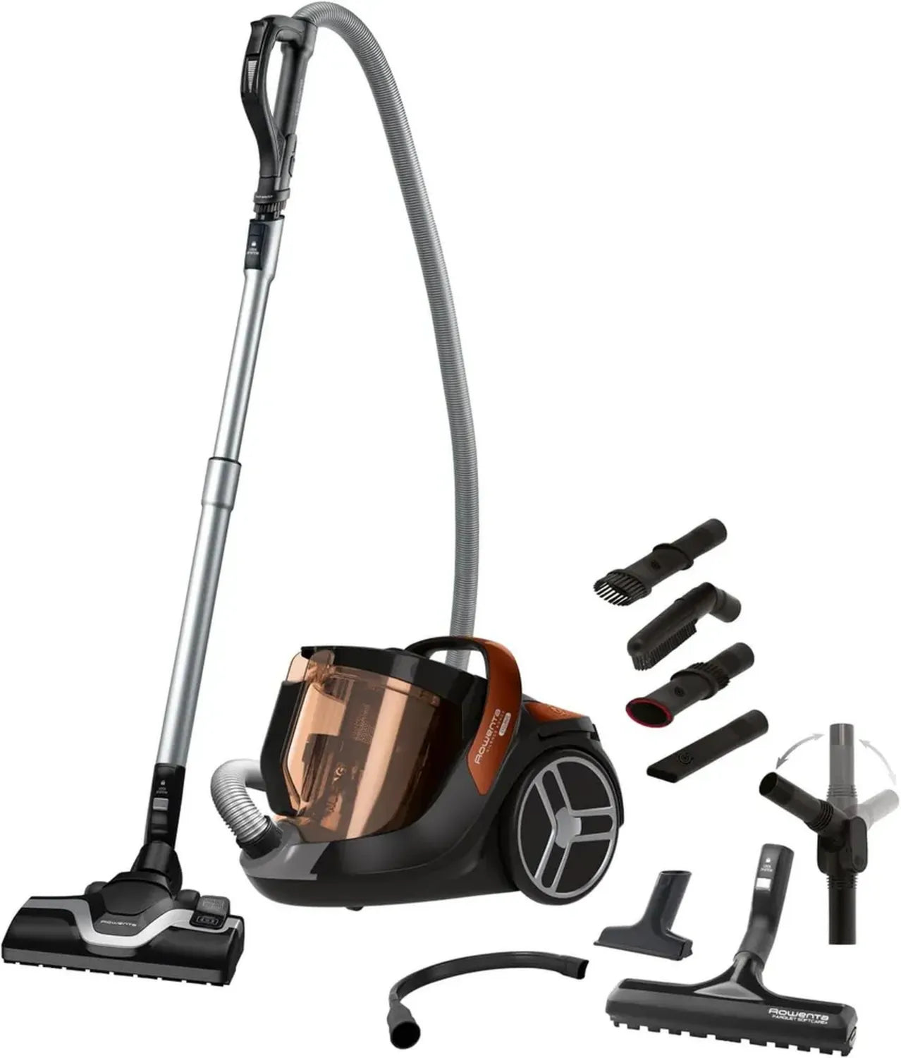 Aspirateur Silencieux Sans Sac, Efficacité Orange et Noir