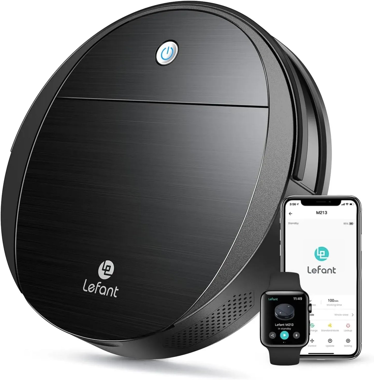 Aspirateur Robot Lefant M213, Compact et Puissant, 2200Pa, Contrôle Wi-Fi/App/Alexa, Parfait pour Animaux, Cheveux, Poussière