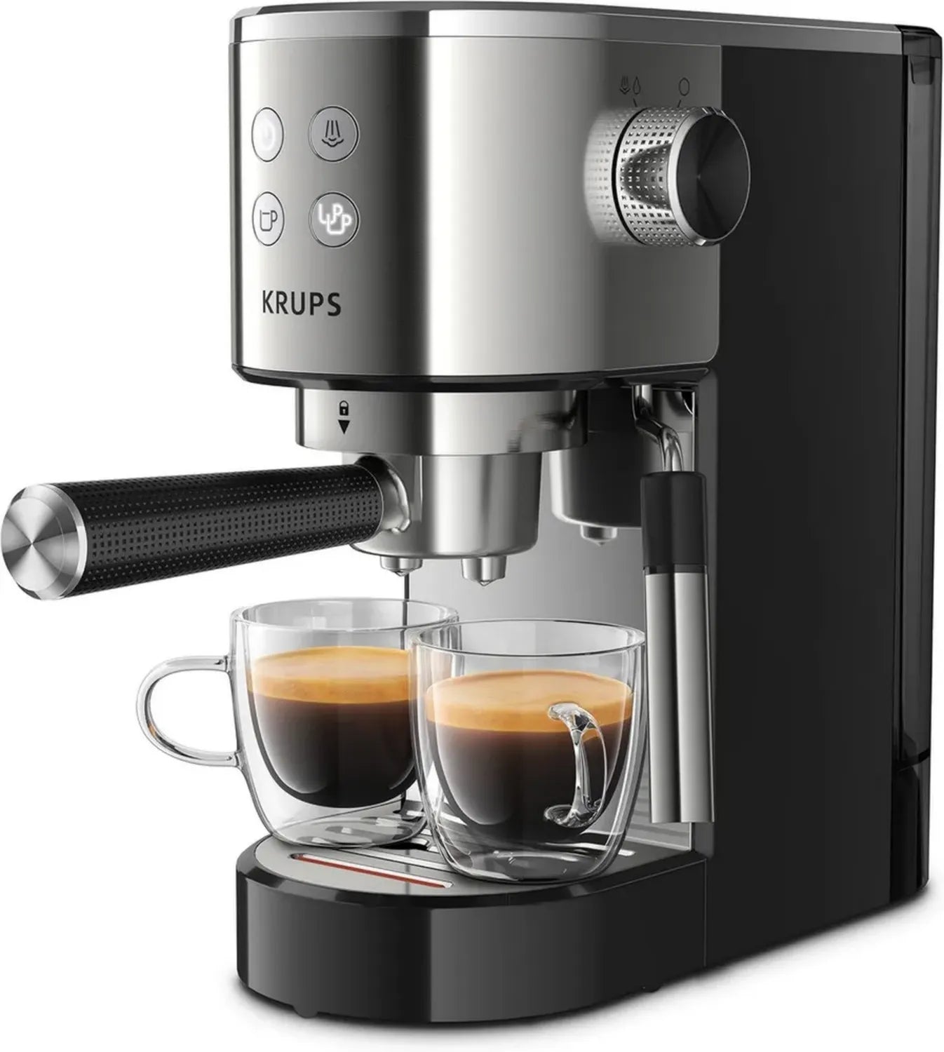 Machine à Expresso Krups Virtuoso, 1L, 1450W, Compacte, 2 Tasses, Buse Vapeur pour Cappuccino