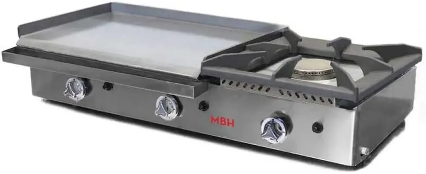 Plancha à Gaz Professionnelle 60x40 cm Acier Laminé avec Réchaud pour Cuisine Commerciale