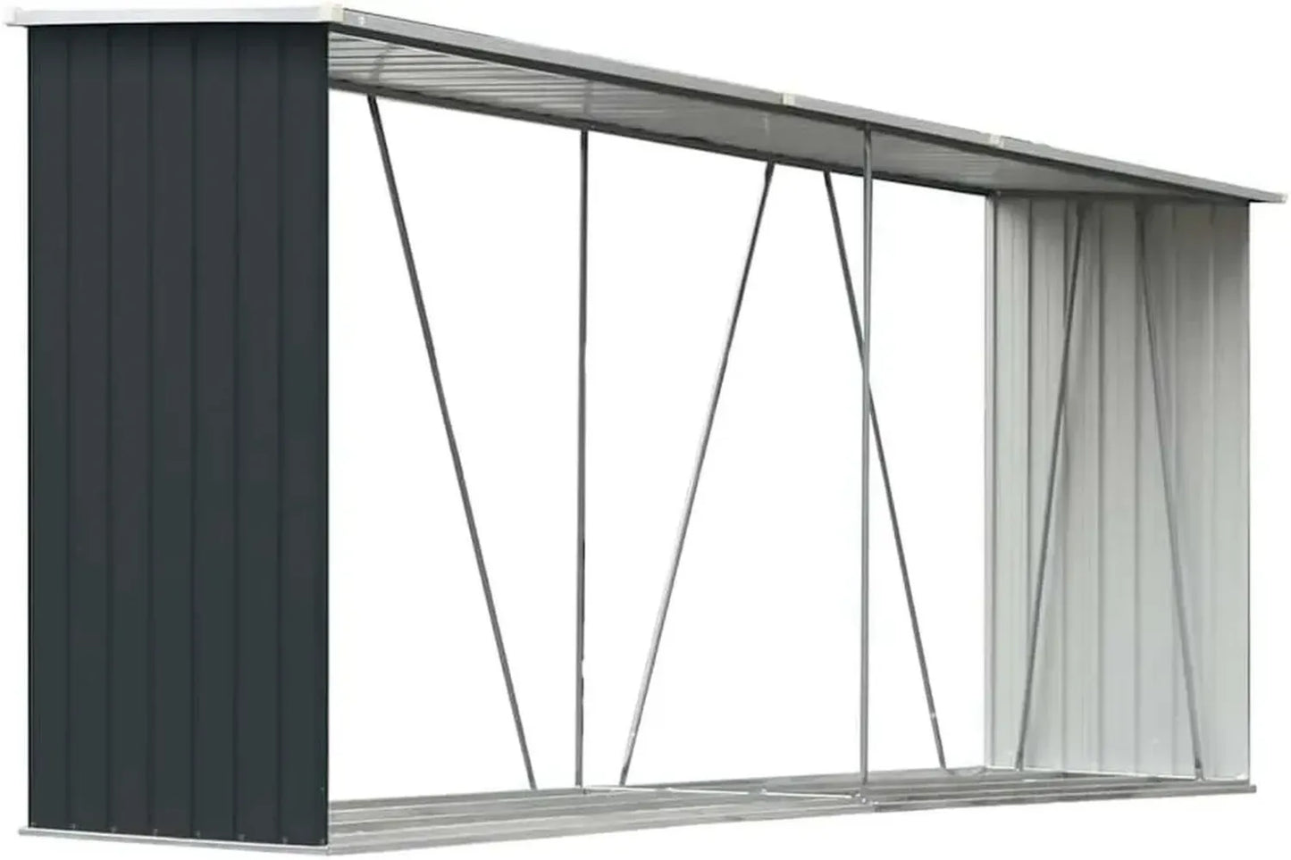 Abri de Rangement pour Bois de Chauffage en Acier Galvanisé - Anthracite, 330x84x152 cm