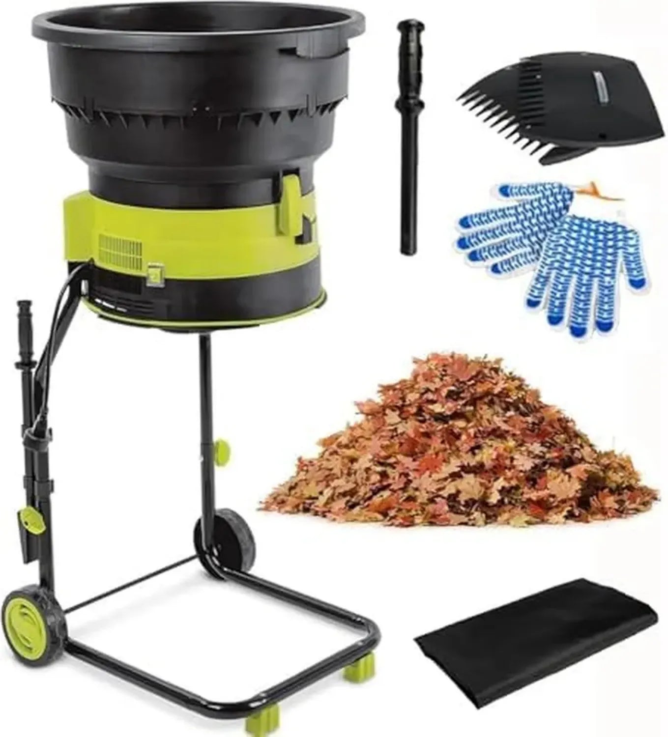 Aspirateur souffleur de feuilles électrique 2500 W, 8000 tr/min, avec roues et sac de collecte pour jardin