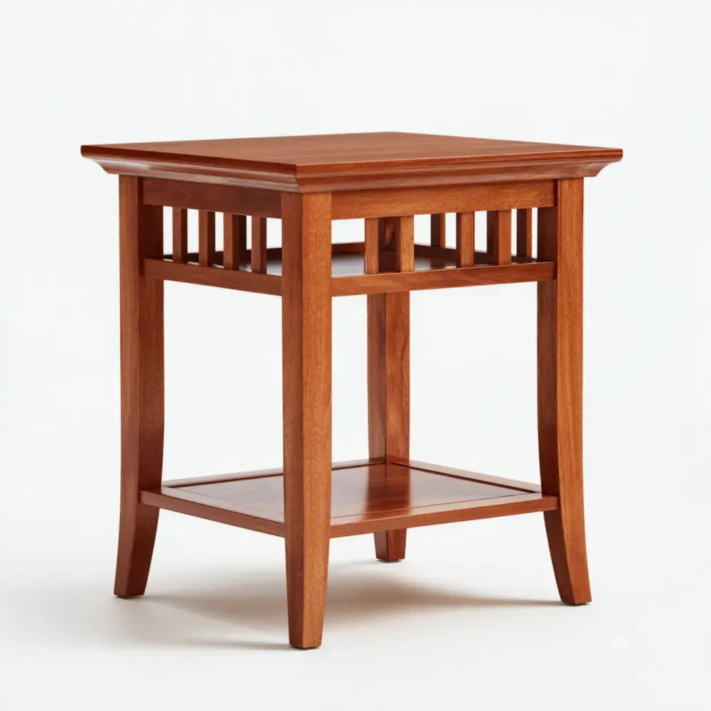 Wooden Side Table 45x45x60 cm - Oak Finish - Rustic Style