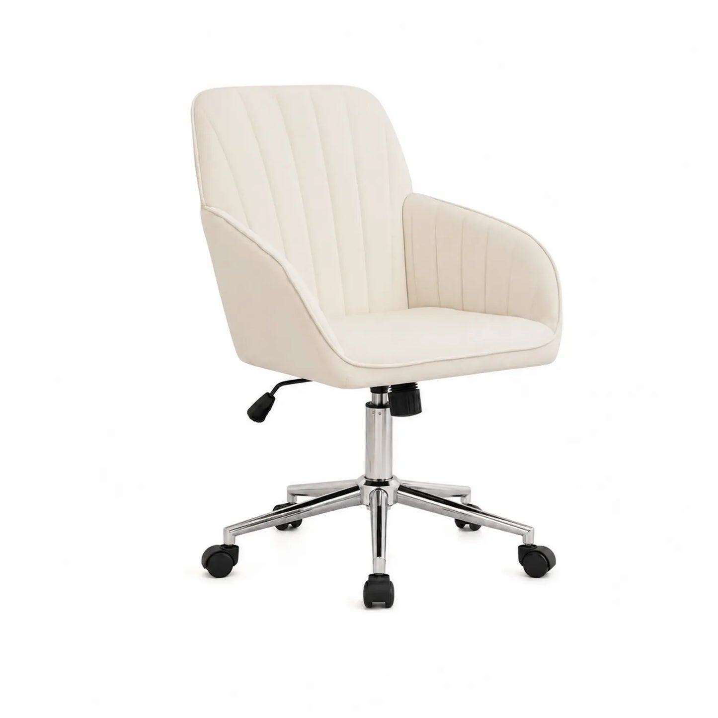 Sedia da Ufficio in Metallo con Rivestimento in Tessuto Beige