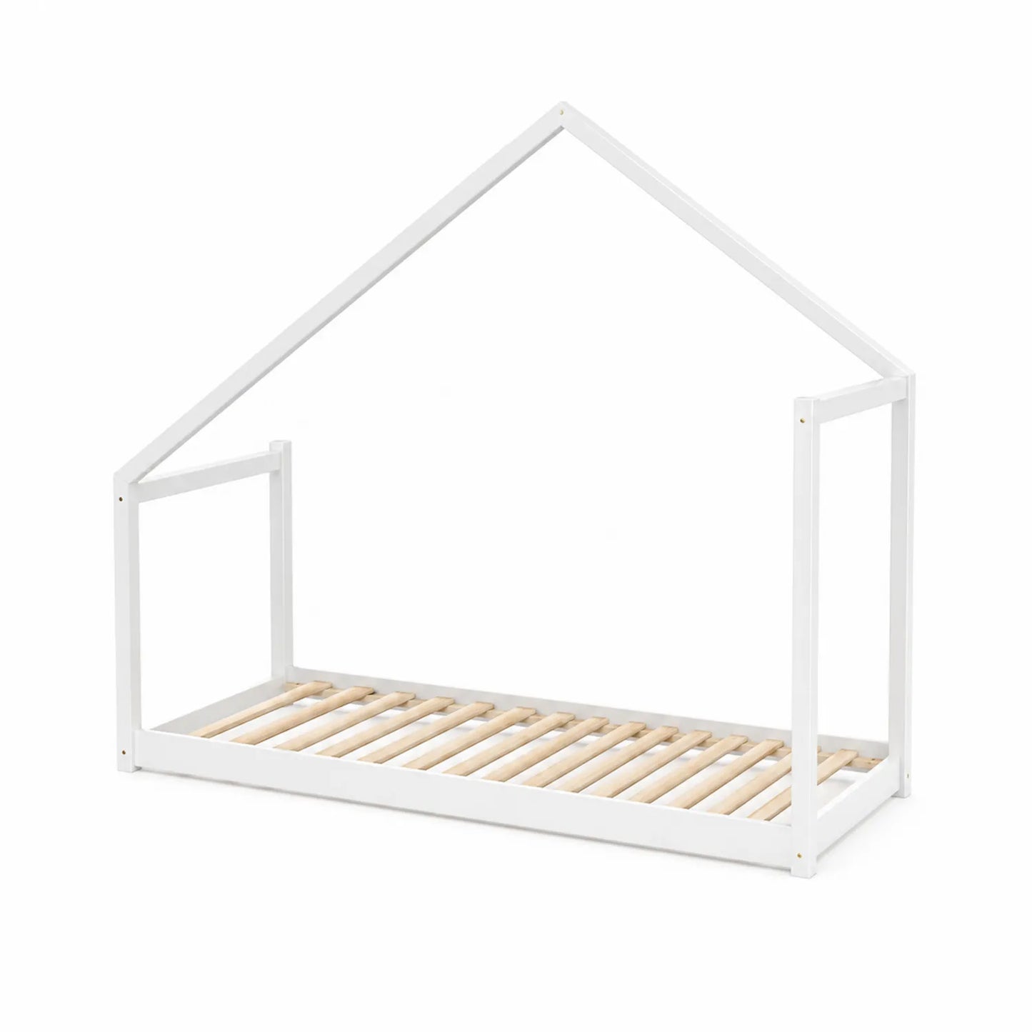 Cadre de lit en bois en forme de maison 90x190 Blanc