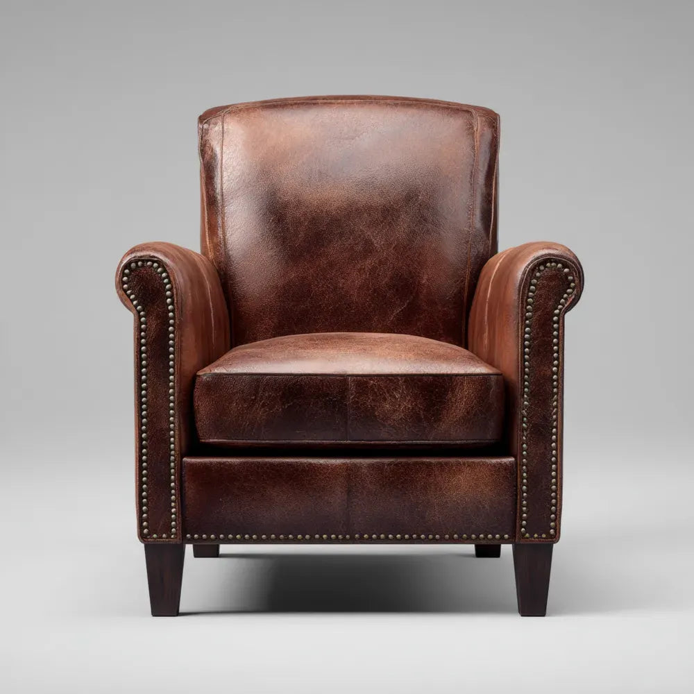 Armchair Leather 85x90x100 cm – Brown – Classic Design