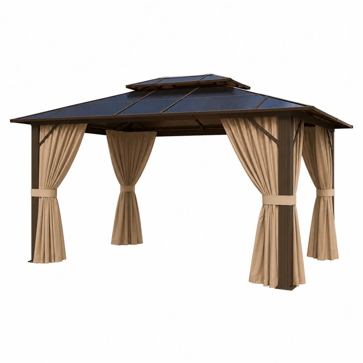 Pergolato rettangolare 3x4m in alluminio con tende in poliestere