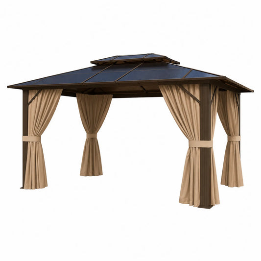Pergolato rettangolare 3x4m in alluminio con tende in poliestere