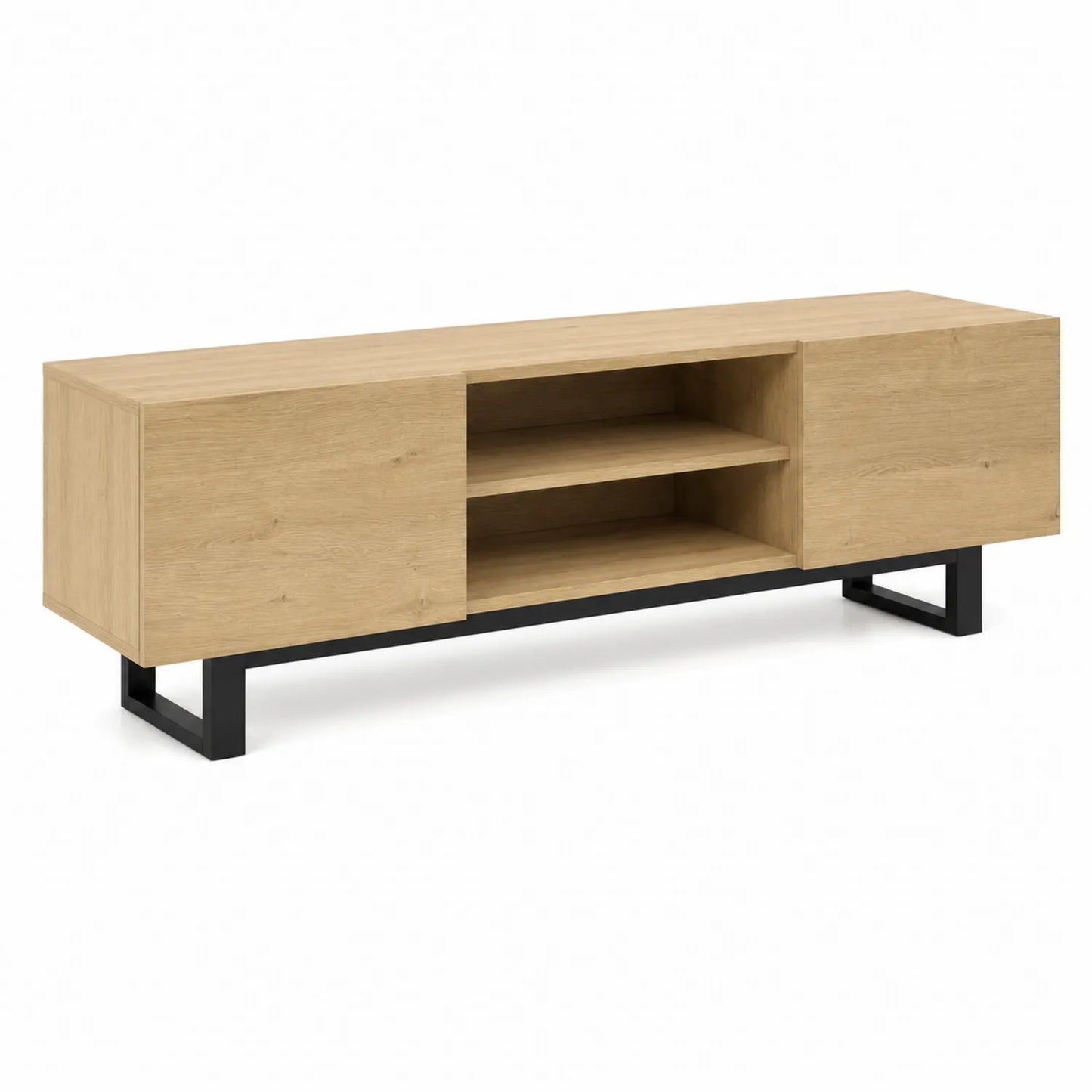 Mobile TV in legno con piedini in metallo nero