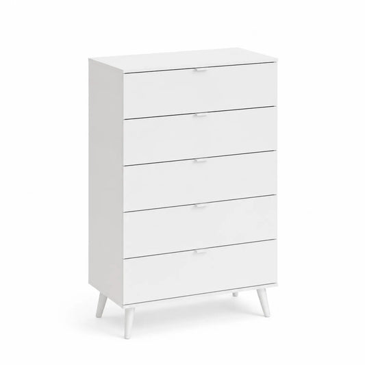 Comò a 5 cassetti in legno bianco