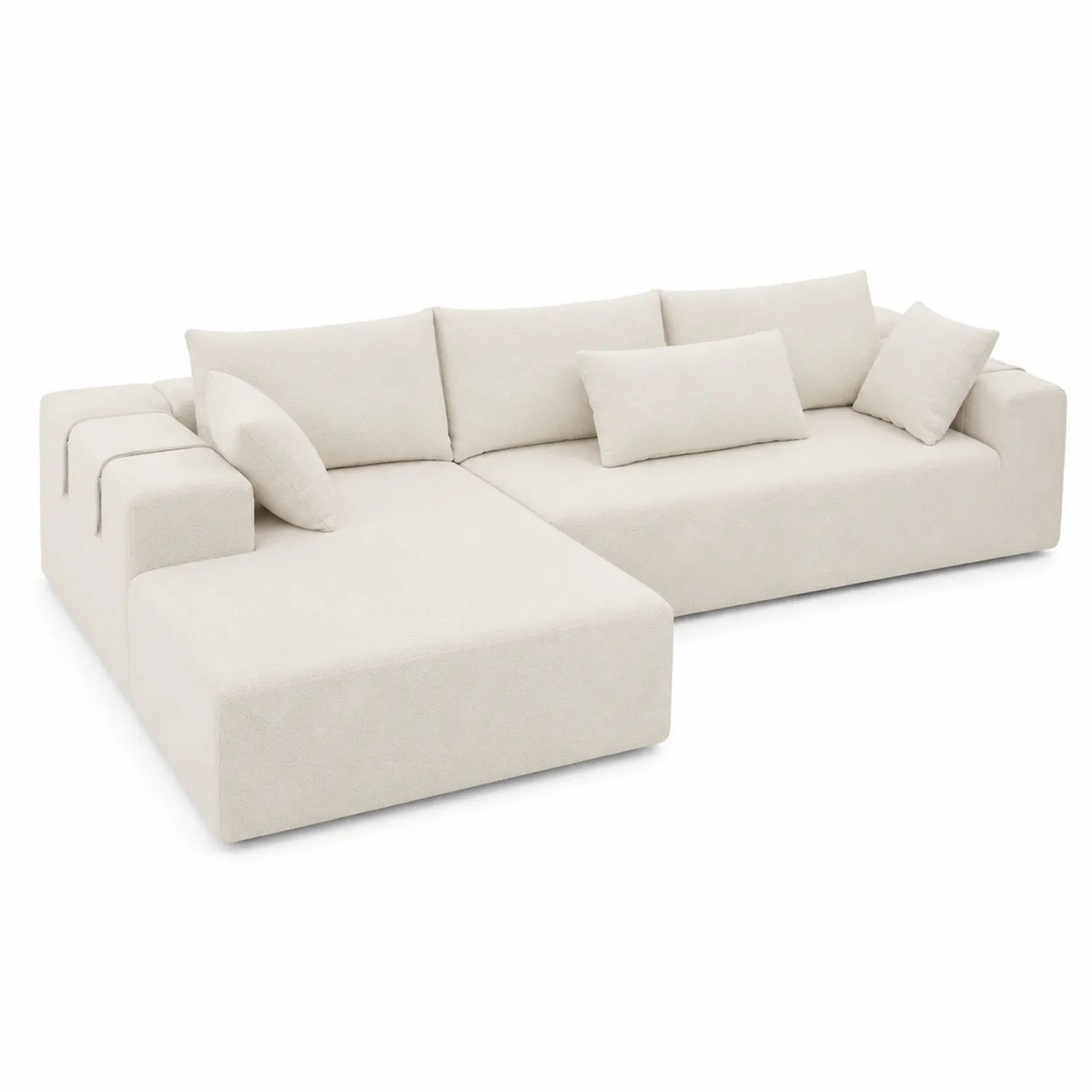 Divano angolare in tessuto beige