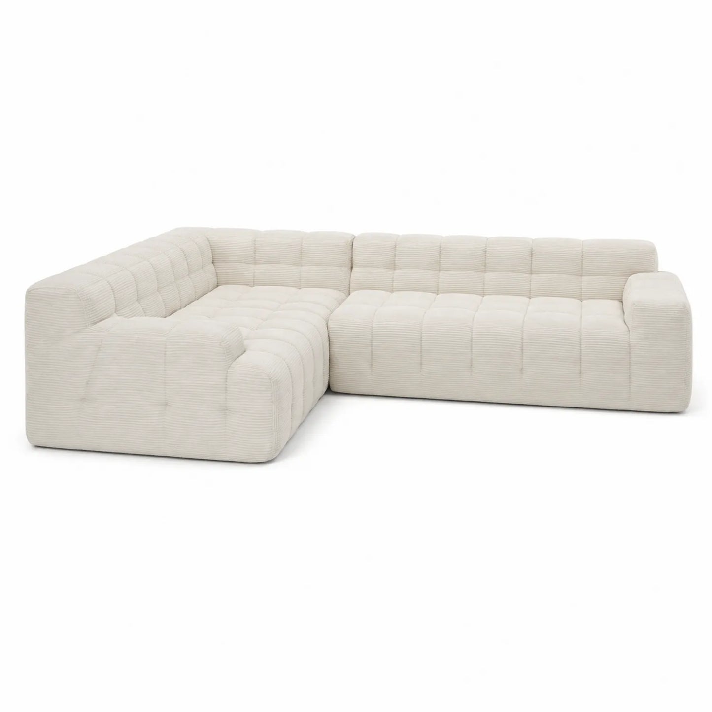 Canapé d'angle en L en velours côtelé Beige 300x150 cm