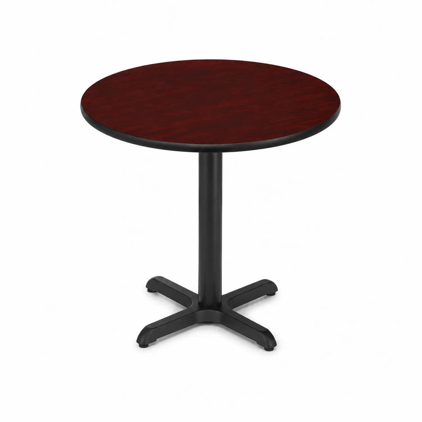 Table ronde en bois brun avec pied métallique noir