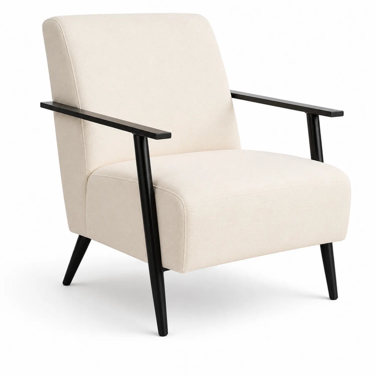 Fauteuil en tissu avec accoudoirs et pieds en métal