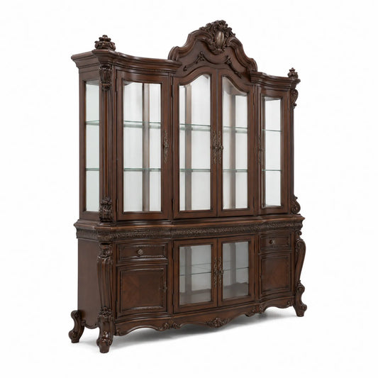 Credenza in legno con ante in vetro temperato