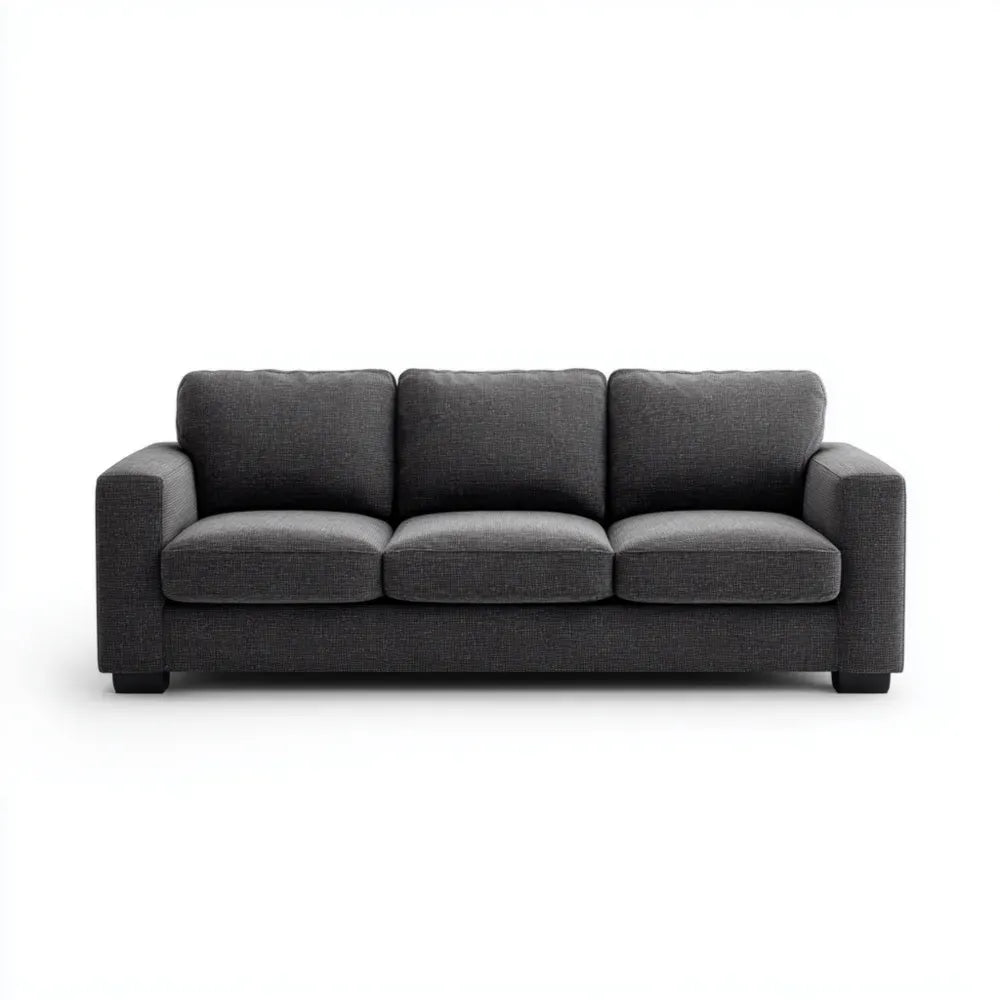 Three-Seater Sofa Fabric Upholstery 220x90x85 cm - Dark Gray - Modern Design