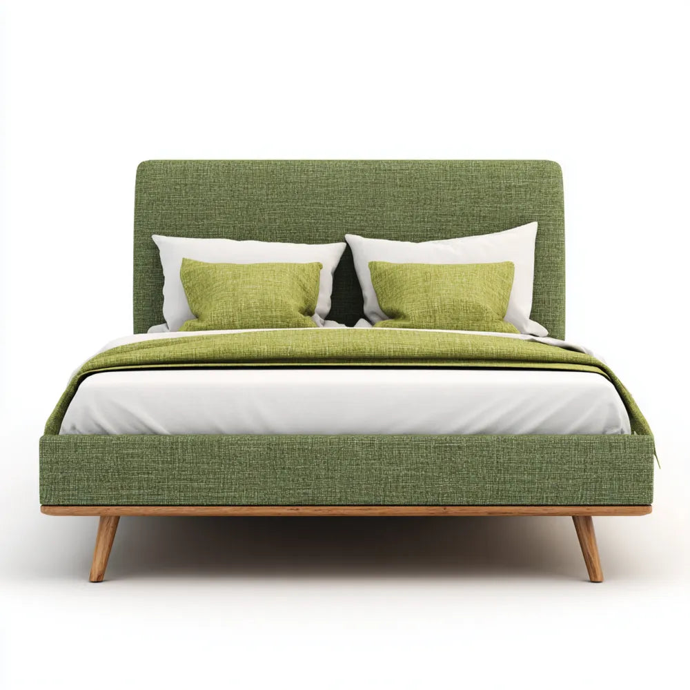 Double Bed Upholstered Fabric 200x150x100 cm - Green - Modern Style