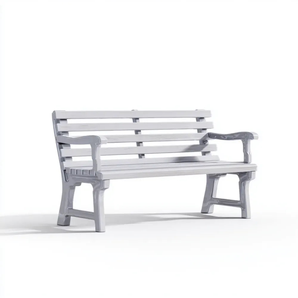 Outdoor Patio Bench - Plastic 120x60x80 cm – Light Gray – Classic Design
