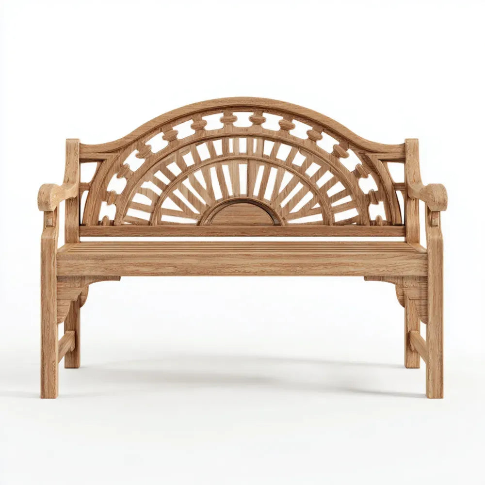 Outdoor Patio Bench 120x60x90 cm - Teak Wood - Natural Finish - Classic Design