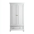 Wardrobe 100x60x200 cm - Wooden 2-Door with Drawer - White - Classic Style