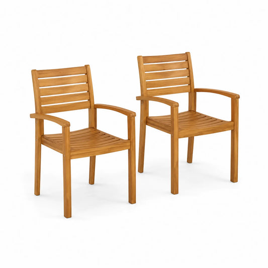 Set di 2 sedie in legno di acacia