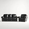 Leather Sofa Set 200x90x95 cm - Black - Classic Design