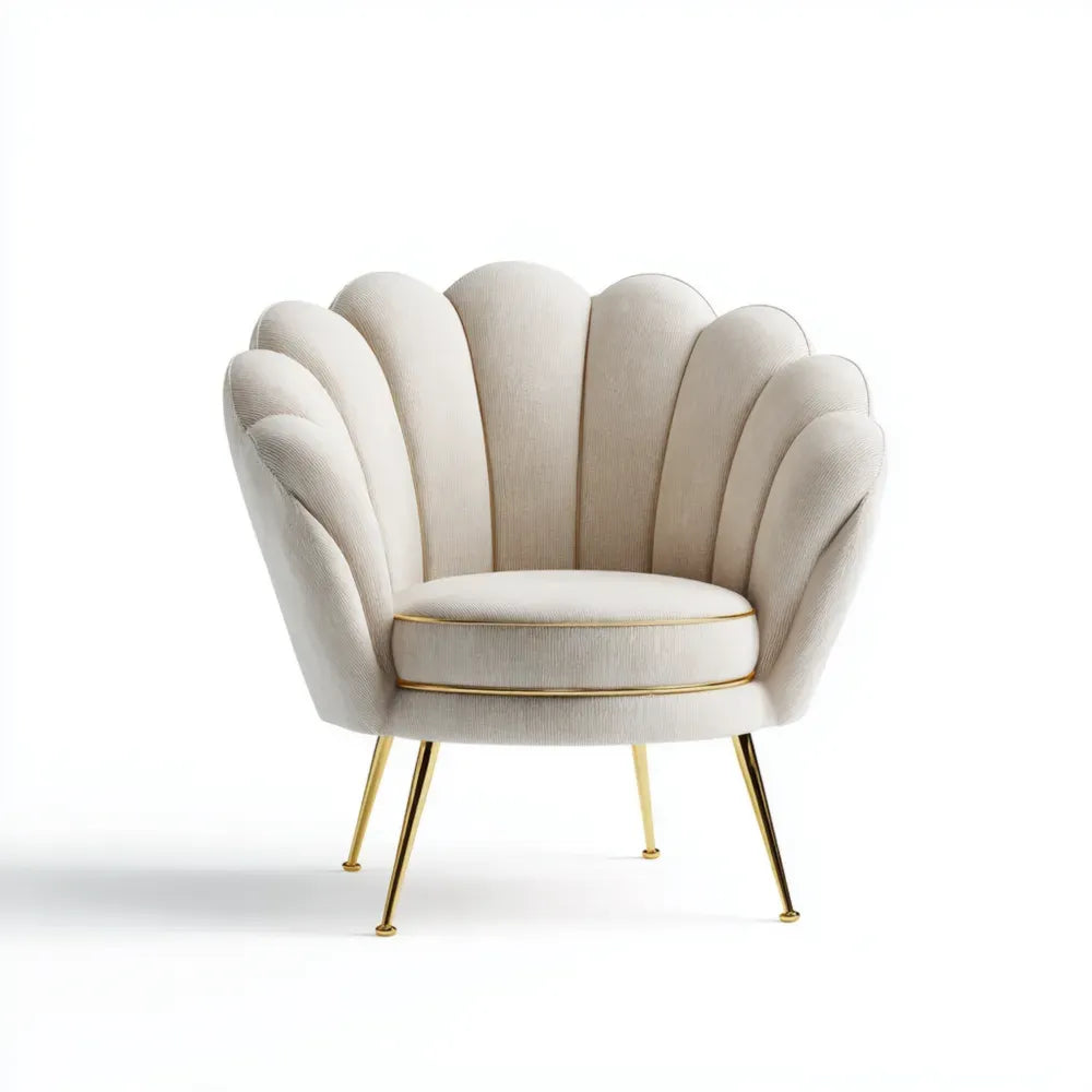 Shell Armchair 75x80x85 cm Velvet Upholstery – Beige – Art Deco Style