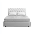 Double Bed Upholstered Frame 160x200x100 cm - White - Contemporary Style