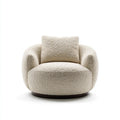 Boucle Fabric Swivel Armchair - 80x80x70 cm - Cream - Modern Design