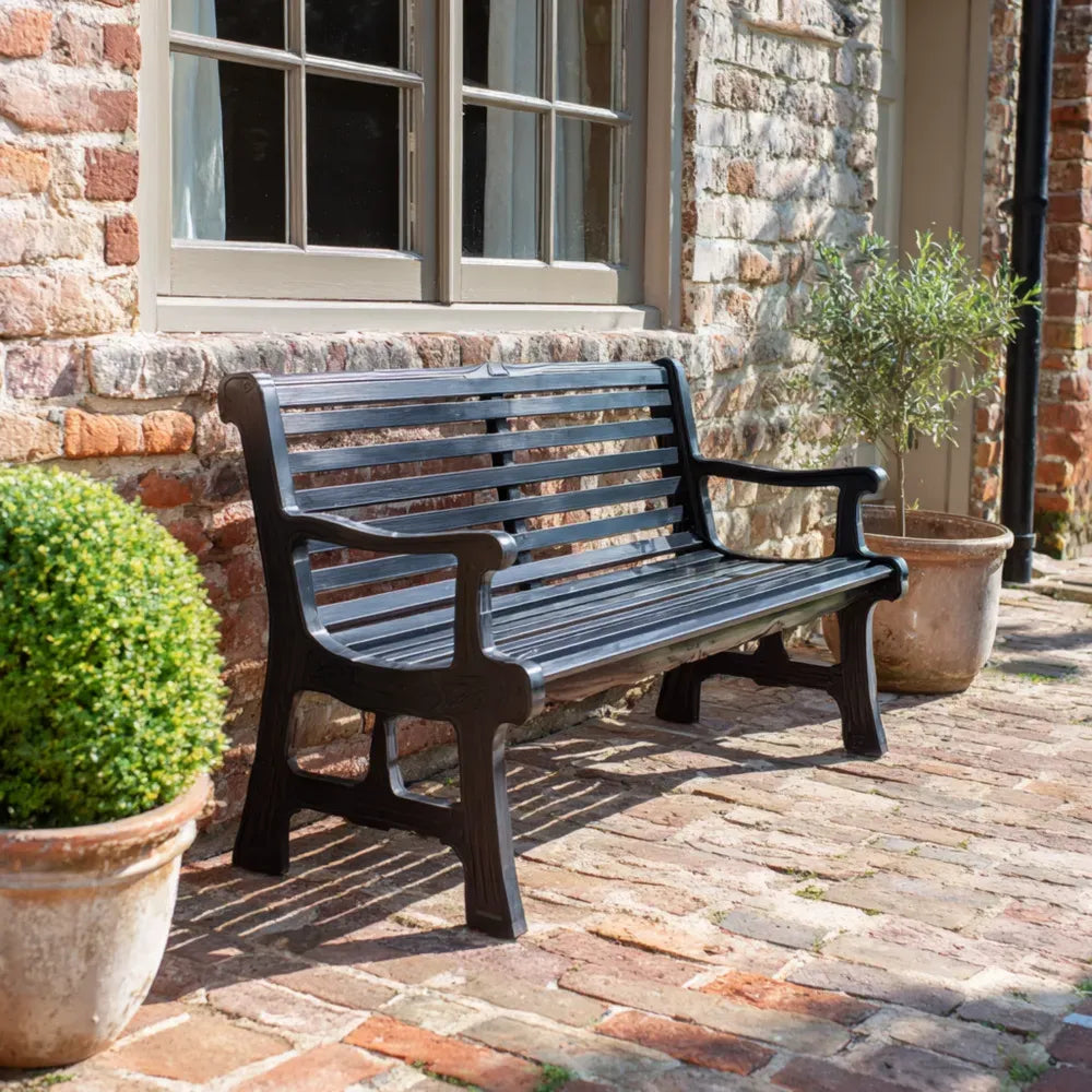 Patio Bench Weather-Resistant Resin 120x60x80 cm - Black - Classic Design