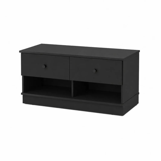 Banc avec tiroirs en bois Noir 120x40x50 cm