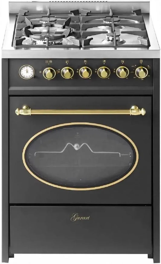 Cuisinière à gaz 60 cm avec WOK 4 kW, Barbecue et Tiroir de Rangement