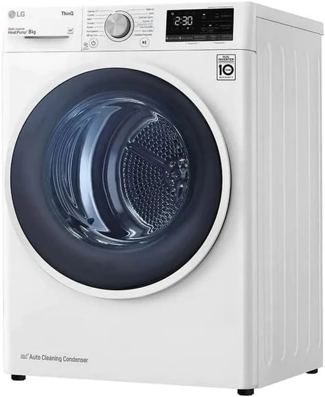 Sèche-linge LG 8 kg - Chargement frontal, DUAL Inverter, Pompe à chaleur, Wi-Fi SmartThinQ, Eco Hybrid, Anti-allergies, Blanc, Classe A+++