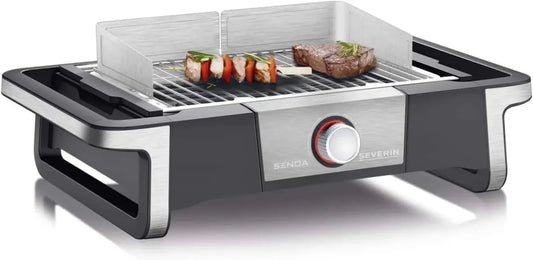 Gril Électrique SENOA BOOST 3000W pour Intérieur et Extérieur, Température Rapide jusqu'à 500°C, Acier Inoxydable/Noir