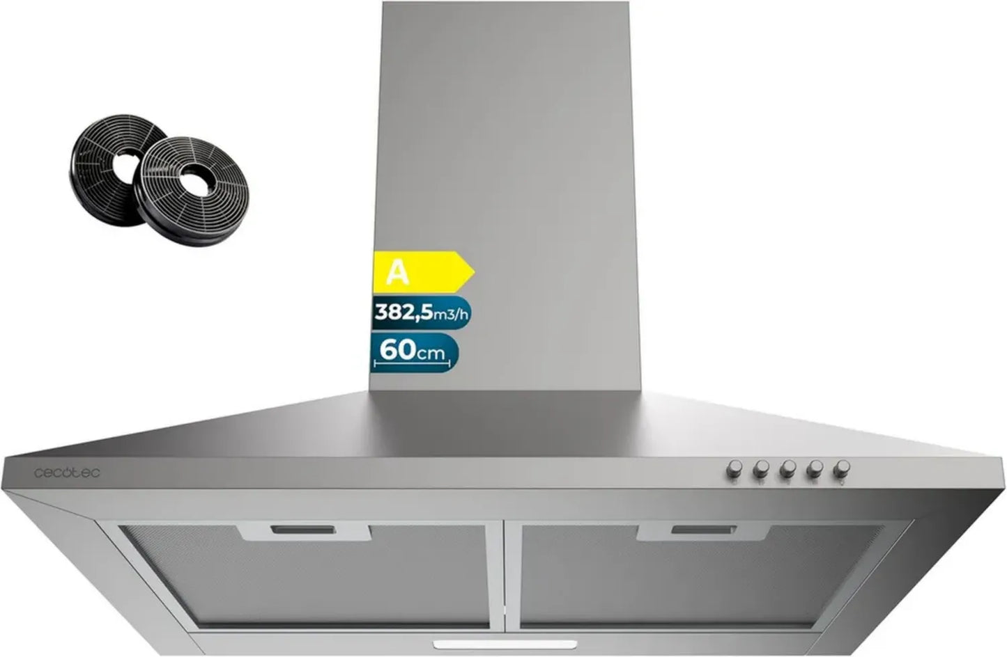 Hotte Aspirante Pyramidale 60 cm Inox avec Moteur Silencieux et LED