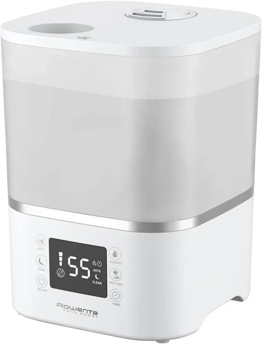 Humidificateur d'air Rowenta Aqua Boost, Efficacité Maximale, Réservoir 2,5 L, Autonomie 12h, Mode Silencieux