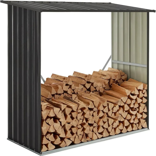 Abri à Bois Extérieur Enno en Acier Anthracite pour Chauffage et Rangement