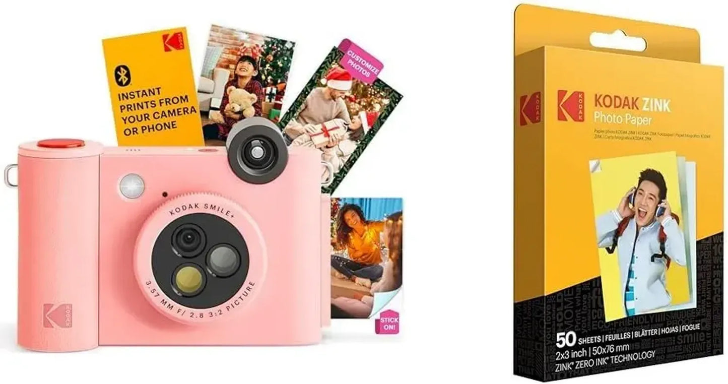 Appareil Photo Instantané KODAK Smile+ avec Imprimante Bluetooth et Papier Photo 2x3