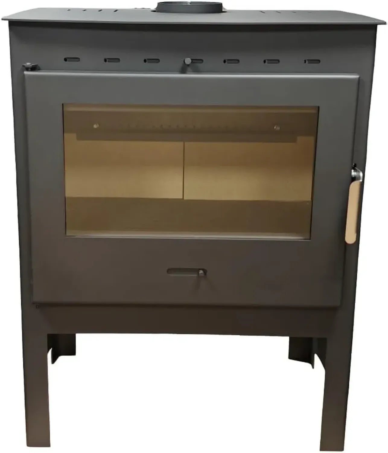 Poêle à bois en acier 13,4 kW avec vue panoramique, chambre en vermiculite, verre céramique propre, haute efficacité, faibles émissions